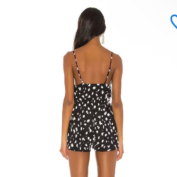 Superdown
shelby front tie romper Black White Polka Dot jumpsuit Revolve XL - Picture 3 of 8
